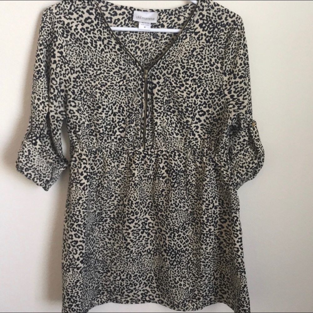 Oh Mama Leopard Print Maternity Shirt